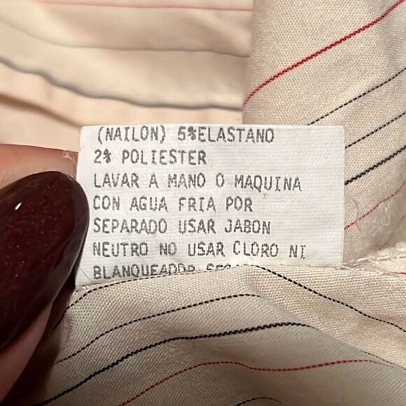 LOB Collection Women's Cream Long Sleeve Striped Wrap Blouse Size Medium - Picture 10 of 10